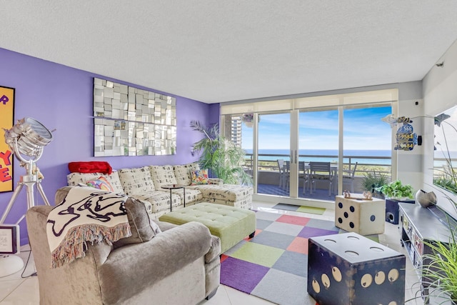 4101 N Ocean Blvd Unit 908, Boca Raton, FL 33431 - living room featuring a textured ceiling