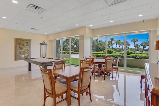 4101 N Ocean Blvd Unit 908, Boca Raton, FL 33431 - dining space with recessed lighting, pool table, and light tile patterned flooring