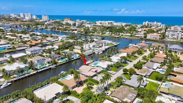 1555 SE 7th St, Deerfield Beach, FL 33441 - aerial view of property and surrounding area featuring a large body of water and nearby suburban area