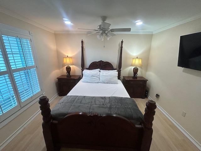 1868 SW Palm City Rd Unit 304, Stuart, FL 34994 - bedroom with light wood-style flooring, crown molding, and recessed lighting