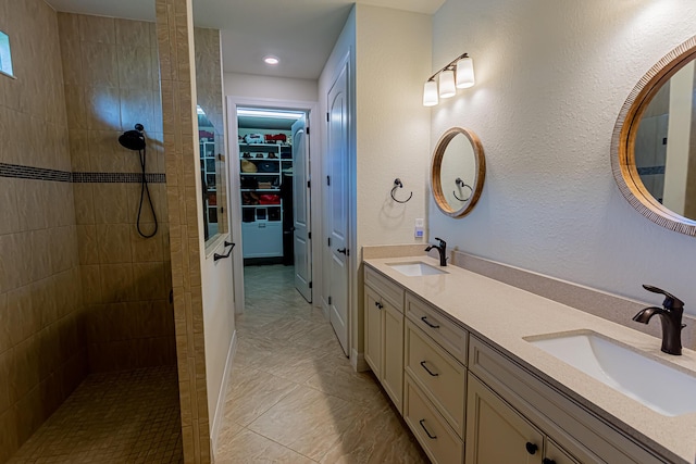 12736 SW Cattleya Ln, Port Saint Lucie, FL 34987 - full bath featuring double vanity, a walk in shower, a spacious closet, and recessed lighting
