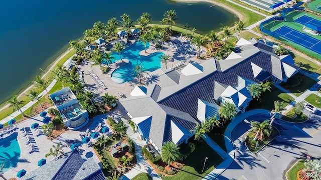 12736 SW Cattleya Ln, Port Saint Lucie, FL 34987 - aerial view of a pool and a nearby body of water