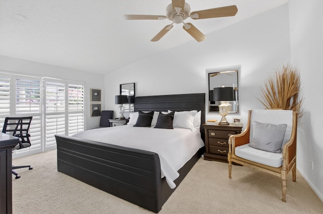 574 Emerald Way E, Deerfield Beach, FL 33442 - bedroom featuring vaulted ceiling, carpet floors, and ceiling fan