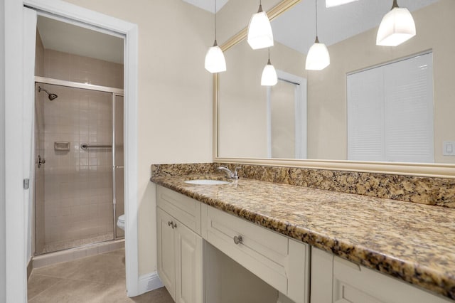 3741 English D Ln Unit D, Lake Worth, FL 33467 - bathroom featuring vanity, a stall shower, and tile patterned floors