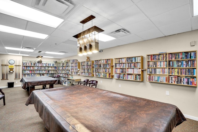 3741 English D Ln Unit D, Lake Worth, FL 33467 - rec room with carpet floors, a drop ceiling, and pool table