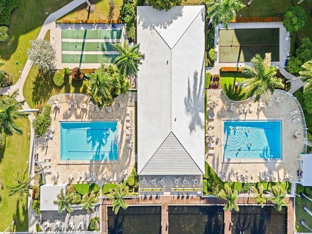 3310 S Ocean Blvd Unit 928D, Highland Beach, FL 33487 - bird's eye view of a pool area