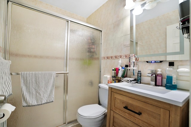 1395 SW 46 Th Ave, Fort Lauderdale, FL 33317 - full bathroom with vanity, tile walls, and a shower stall