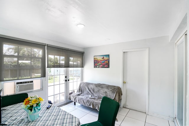 1395 SW 46 Th Ave, Fort Lauderdale, FL 33317 - living area featuring french doors, tile patterned flooring, and cooling unit