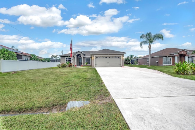 5741 NW Zenith Dr, Port Saint Lucie, FL 34986 - ranch-style home with concrete driveway, an attached garage, and stucco siding