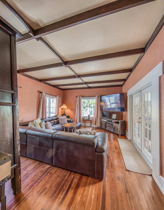 624 10th Ave N, Lake Worth Beach, FL 33460 - living area featuring beam ceiling and wood-type flooring