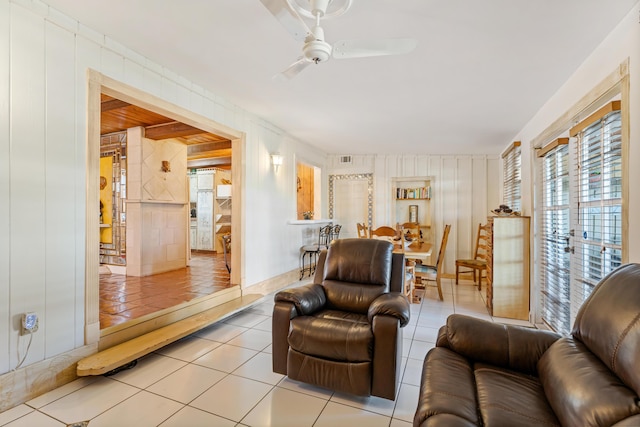 918 Grace Ave, Lake Worth, FL 33461 - living area with plenty of natural light, tile patterned floors, and a ceiling fan