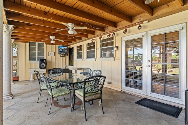 918 Grace Ave, Lake Worth, FL 33461 - view of patio / terrace with a ceiling fan, french doors, and outdoor dining area