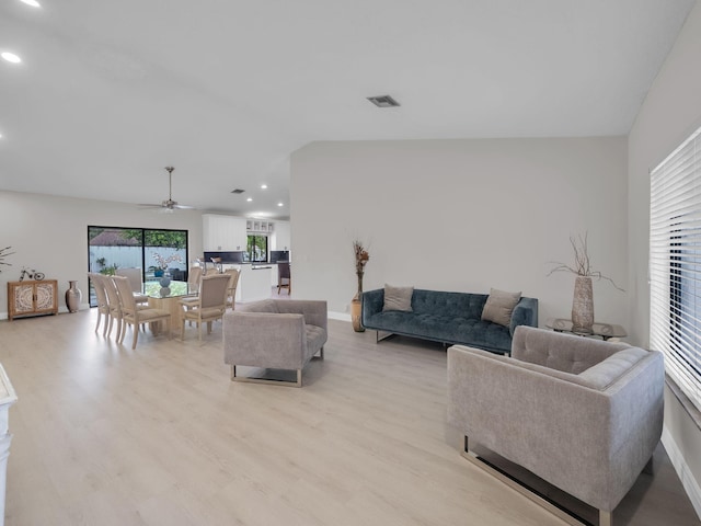 1598 SW 19th St, Boca Raton, FL 33486 - living room with light wood finished floors, recessed lighting, and a ceiling fan