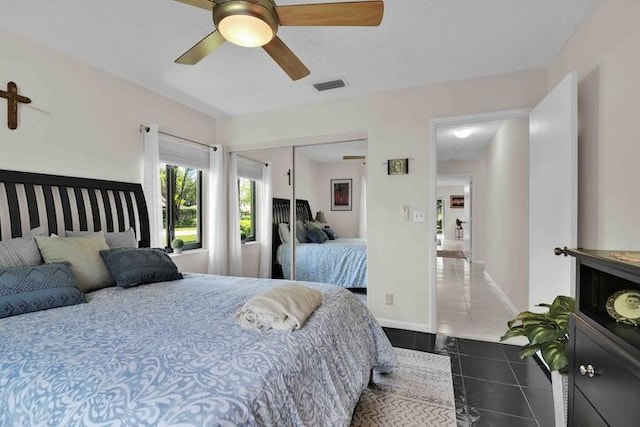 18619 Breezy Palm Way, Boca Raton, FL 33496 - tiled bedroom with a closet and ceiling fan