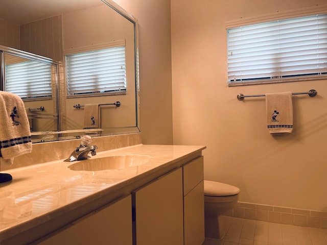 18619 Breezy Palm Way, Boca Raton, FL 33496 - full bathroom with vanity, tile patterned flooring, and a shower with door