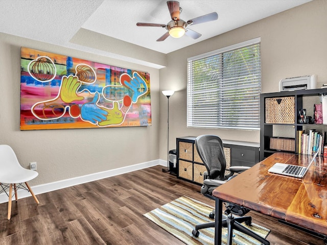 2 Renaissance Way Unit 302, Boynton Beach, FL 33426 - office with a ceiling fan and wood finished floors