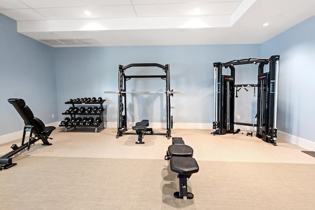 11695 SW Viridian Blvd, Port Saint Lucie, FL 34987 - workout room featuring carpet and recessed lighting
