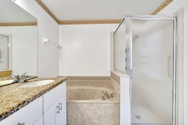 8140 Palm Gate Dr, Boynton Beach, FL 33436 - bathroom with a shower stall, vanity, and a tub with jets