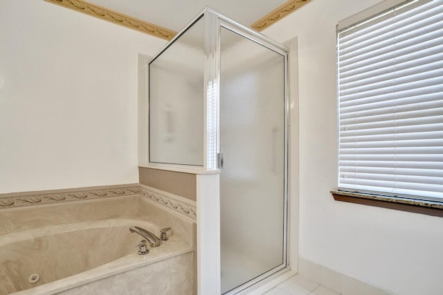 8140 Palm Gate Dr, Boynton Beach, FL 33436 - full bathroom featuring a shower stall and a tub with jets