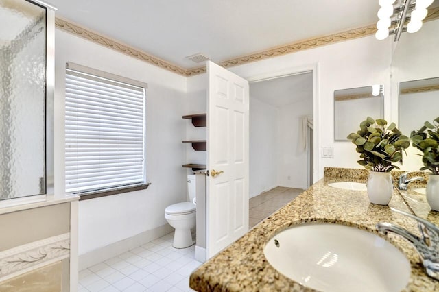 8140 Palm Gate Dr, Boynton Beach, FL 33436 - full bath with tile patterned floors, double vanity, and a chandelier