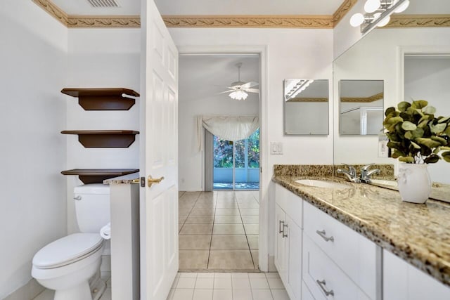 8140 Palm Gate Dr, Boynton Beach, FL 33436 - bathroom featuring vanity, a ceiling fan, and tile patterned floors