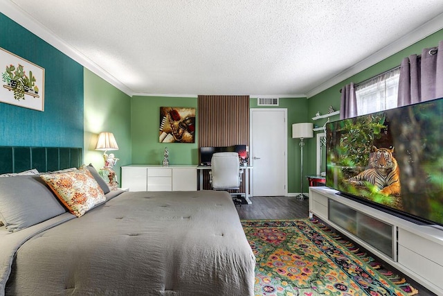 22164 Boca Rancho Dr Unit D, Boca Raton, FL 33428 - bedroom featuring wood finished floors, a textured ceiling, and ornamental molding