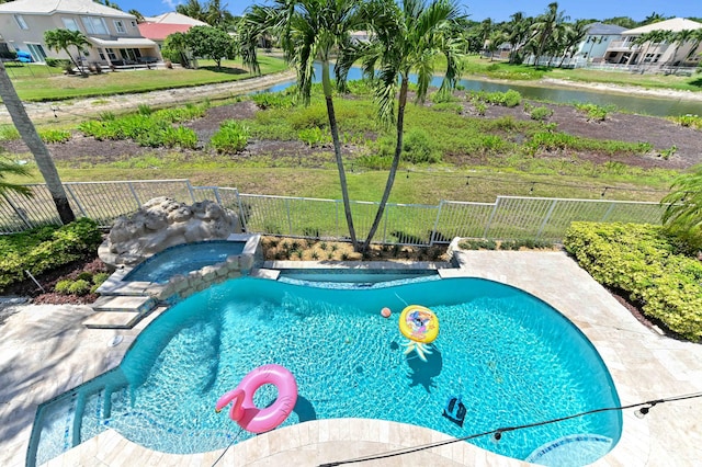 7486 Greenville Cir, Lake Worth, FL 33467 - view of pool featuring a fenced backyard and a water view