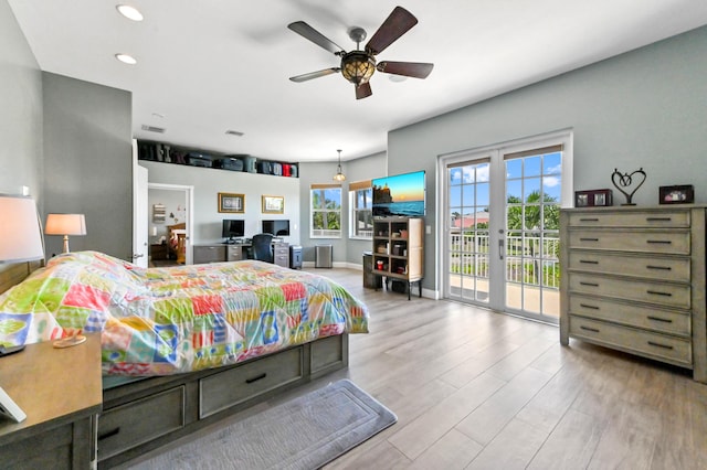7486 Greenville Cir, Lake Worth, FL 33467 - bedroom featuring access to exterior, wood finished floors, and recessed lighting
