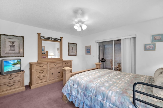 9976 Seacrest Cir Unit D, Boynton Beach, FL 33437 - bedroom with carpet flooring, a closet, a ceiling fan, and a textured ceiling