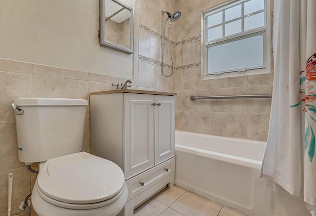 720 N Ocean Breeze, Lake Worth Beach, FL 33460 - full bathroom with tile walls, shower / bath combo with shower curtain, tile patterned flooring, and vanity