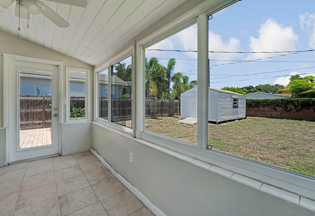 720 N Ocean Breeze, Lake Worth Beach, FL 33460 - unfurnished sunroom featuring vaulted ceiling and ceiling fan