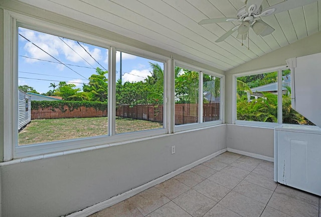720 N Ocean Breeze, Lake Worth Beach, FL 33460 - unfurnished sunroom featuring a ceiling fan and lofted ceiling