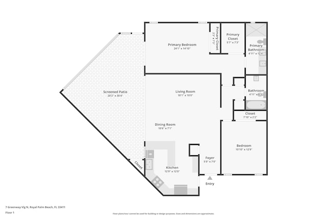 7 Greenway N Unit 111, Royal Palm Beach, FL 33411 - view of floor plan / room layout