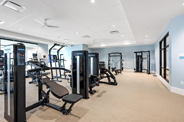 11687 SW Viridian Blvd, Port Saint Lucie, FL 34987 - exercise room with baseboards and a ceiling fan