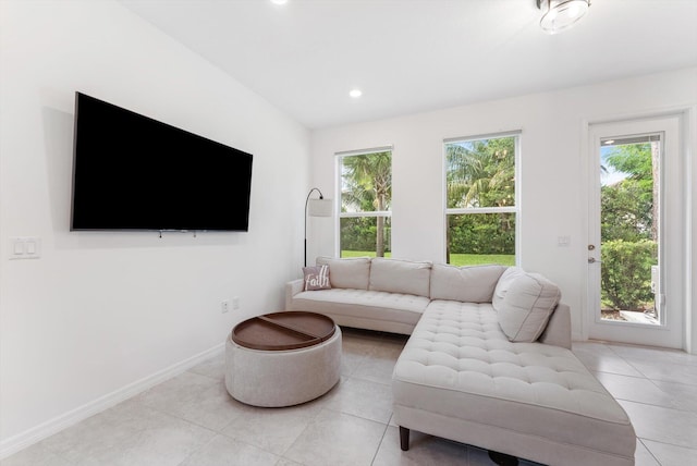 6161 Rancho Ln, West Palm Beach, FL 33415 - living area featuring plenty of natural light, light tile patterned floors, and recessed lighting