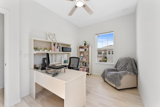 6161 Rancho Ln, West Palm Beach, FL 33415 - office featuring a ceiling fan and light wood-type flooring