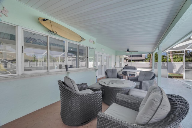 356 SW Grimaldo Ter, Port Saint Lucie, FL 34984 - view of patio / terrace featuring ceiling fan and french doors