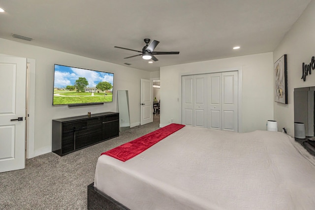 1518 Lee Ct, Lake Worth, FL 33461 - carpeted bedroom with recessed lighting, a ceiling fan, and a closet
