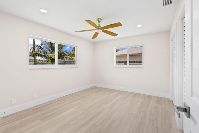 1522 Lance Rd, Jupiter, FL 33469 - spare room with a ceiling fan, light wood-type flooring, and recessed lighting