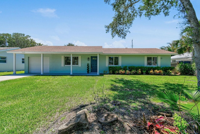 1522 Lance Rd, Jupiter, FL 33469 - ranch-style house featuring an attached garage, a front yard, a porch, and concrete driveway