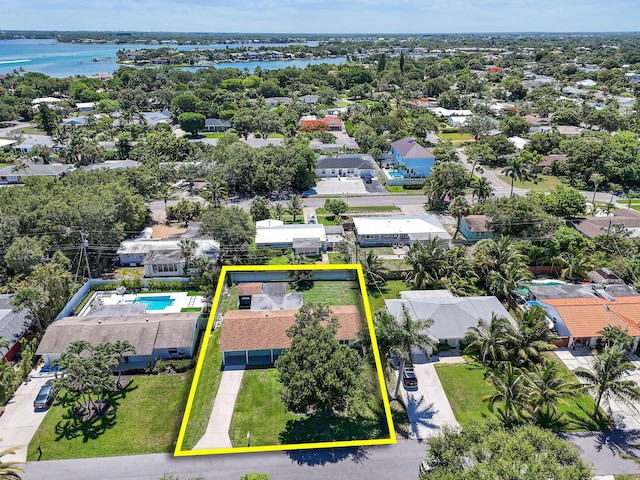 1522 Lance Rd, Jupiter, FL 33469 - aerial view of residential area featuring property parcel outlined and a nearby body of water