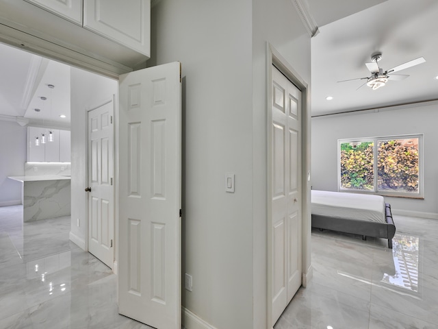 10889 Fillmore Dr, Boynton Beach, FL 33437 - hallway with light marble finish flooring and recessed lighting