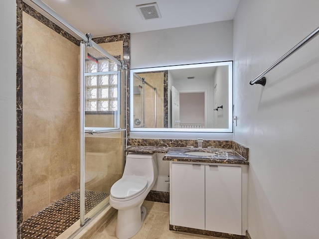 10889 Fillmore Dr, Boynton Beach, FL 33437 - full bathroom featuring a stall shower, vanity, and tile patterned flooring