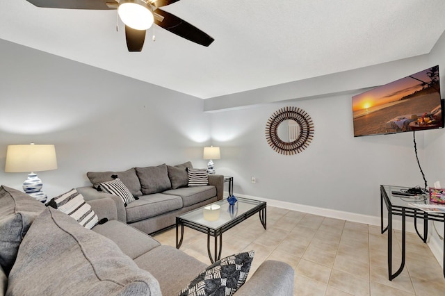 3675 SW Sunset Trace Cir, Palm City, FL 34990 - living area featuring a ceiling fan and light tile patterned floors