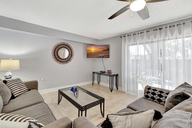 3675 SW Sunset Trace Cir, Palm City, FL 34990 - living room featuring a ceiling fan and light tile patterned floors
