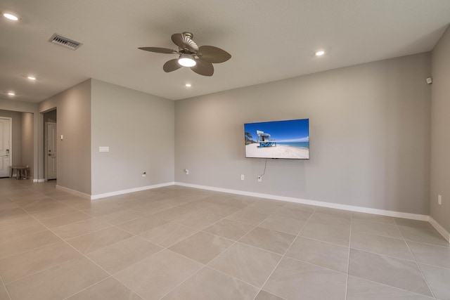 1878 NE Ocean Dunes Dr, Jensen Beach, FL 34957 - spare room with ceiling fan, recessed lighting, and light tile patterned floors