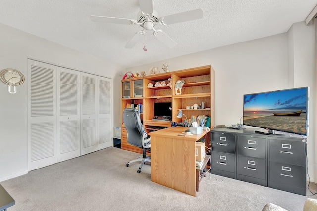 10777 W Sample Rd Unit 207, Coral Springs, FL 33065 - carpeted home office with a ceiling fan and a textured ceiling