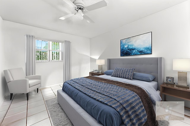 444 Saxony J, Delray Beach, FL 33446 - bedroom featuring tile patterned floors and a ceiling fan
