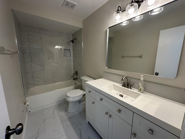 226 SW Statler Ave, Port Saint Lucie, FL 34984 - full bathroom featuring marble finish flooring, vanity, and tub / shower combination