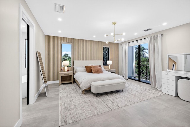 1807 NE 18th St, Fort Lauderdale, FL 33305 - bedroom featuring recessed lighting, a chandelier, and light wood-type flooring